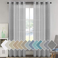 Natural Linen Semi Sheer Curtains Grommet Soft Privacy Drapes