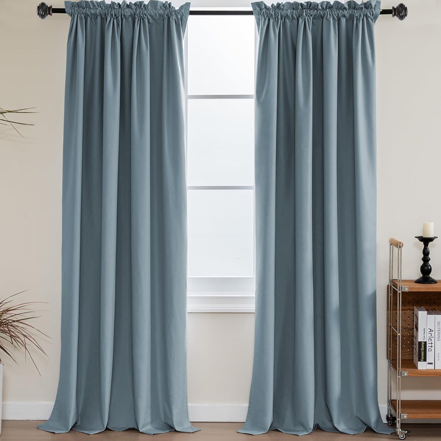 100% Blackout White Liners Window Rod Pocket Curtains