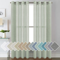 Natural Linen Semi Sheer Curtains Grommet Soft Privacy Drapes