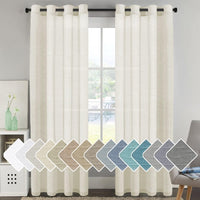Natural Linen Semi Sheer Curtains Grommet Soft Privacy Drapes