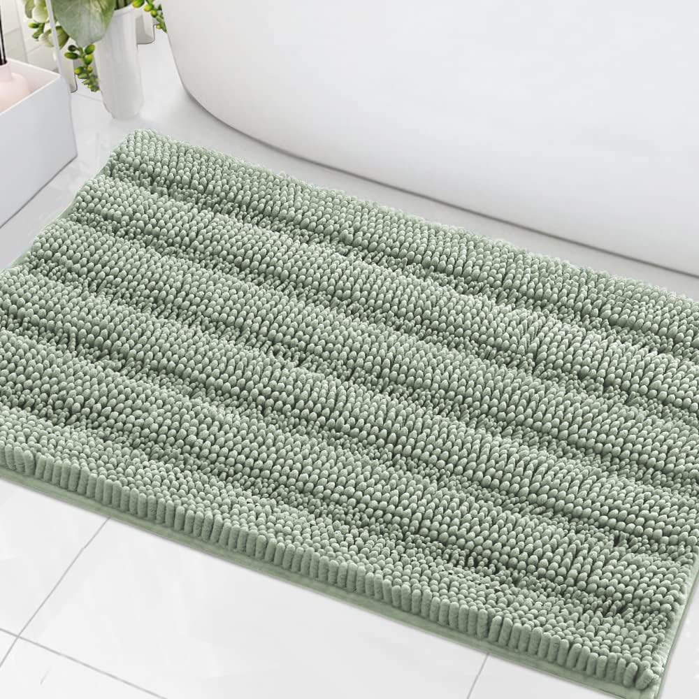 1pc Bath Rugs for Bathroom Non Slip Bath Mats Extra Thick Chenille Striped Rug