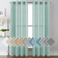 Natural Linen Semi Sheer Curtains Grommet Soft Privacy Drapes