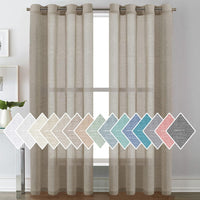 Natural Linen Semi Sheer Curtains Grommet Soft Privacy Drapes
