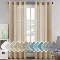 Natural Linen Semi Sheer Curtains Grommet Soft Privacy Drapes