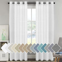 Natural Linen Semi Sheer Curtains Grommet Soft Privacy Drapes