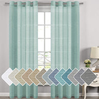 Natural Linen Semi Sheer Curtains Grommet Soft Privacy Drapes