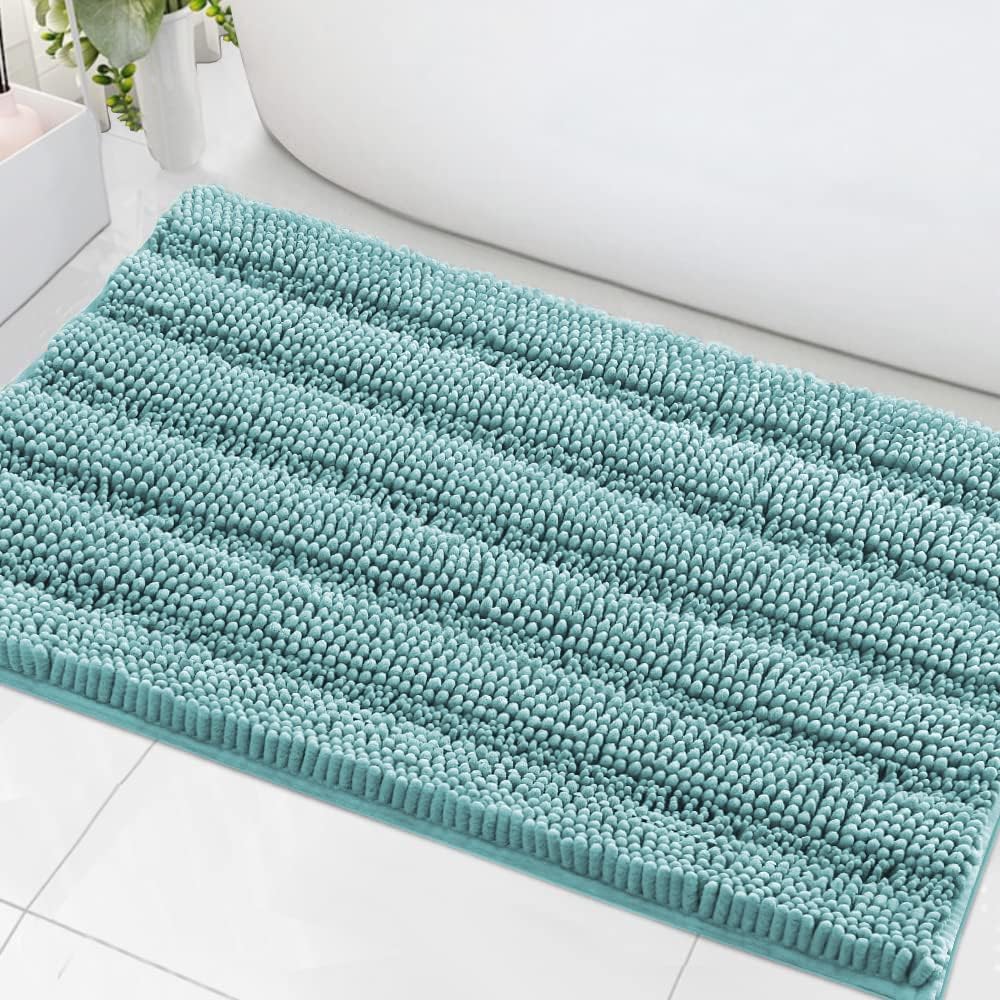 1pc Bath Rugs for Bathroom Non Slip Bath Mats Extra Thick Chenille Striped Rug