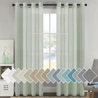 Natural Linen Semi Sheer Curtains Grommet Soft Privacy Drapes
