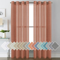 Natural Linen Semi Sheer Curtains Grommet Soft Privacy Drapes
