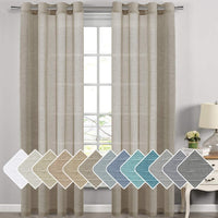 Natural Linen Semi Sheer Curtains Grommet Soft Privacy Drapes