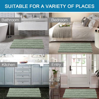 1pc Bath Rugs for Bathroom Non Slip Bath Mats Extra Thick Chenille Striped Rug