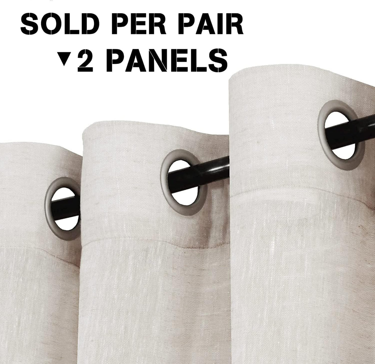 Natural Linen Semi Sheer Curtains Grommet Soft Privacy Drapes