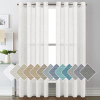Natural Linen Semi Sheer Curtains Grommet Soft Privacy Drapes