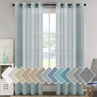 Natural Linen Semi Sheer Curtains Grommet Soft Privacy Drapes