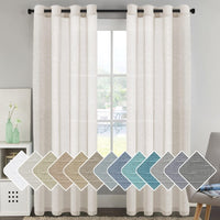 Natural Linen Semi Sheer Curtains Grommet Soft Privacy Drapes