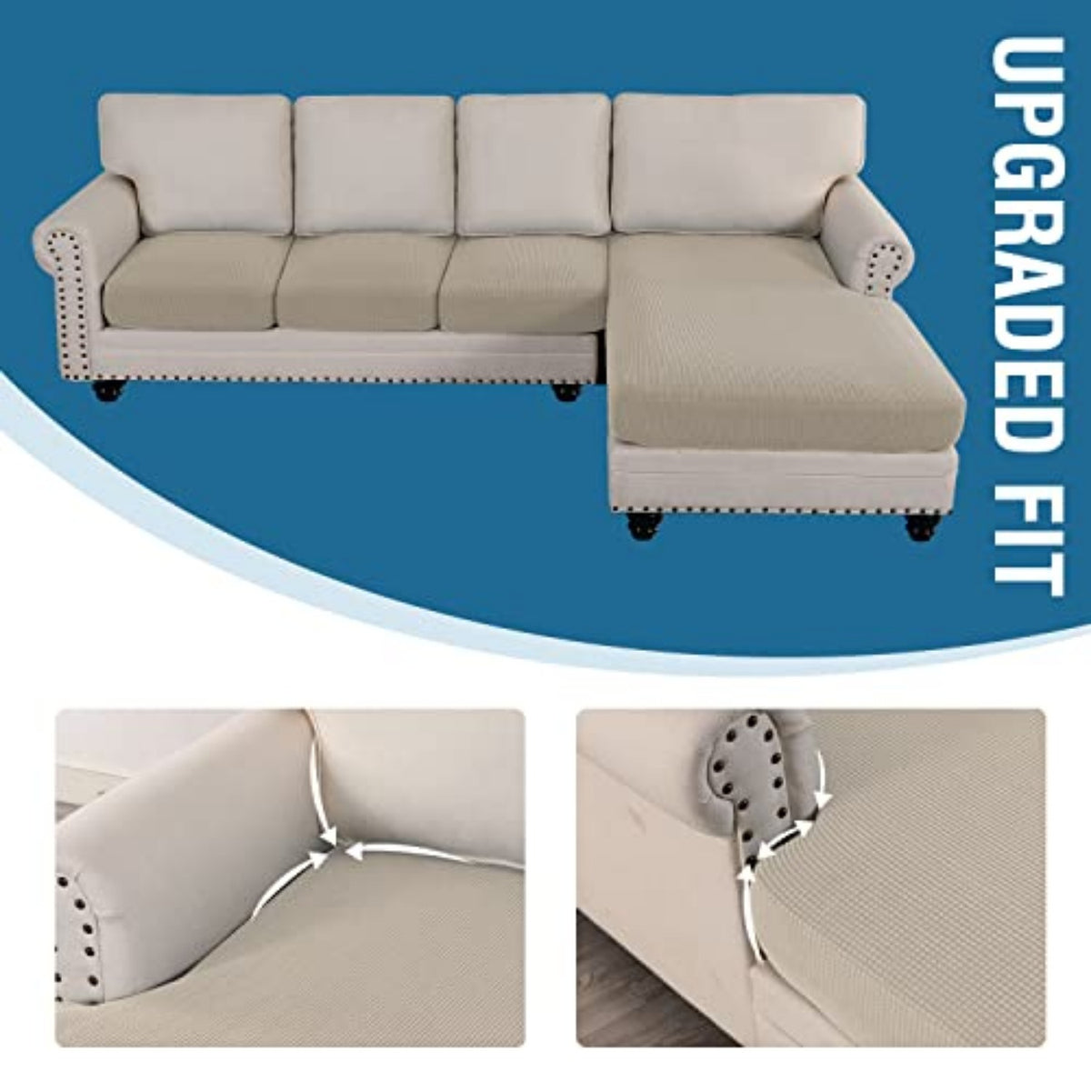 Sectional Couch Covers 3 Pieces Sofa Seat Cushion Covers L Shape Separate