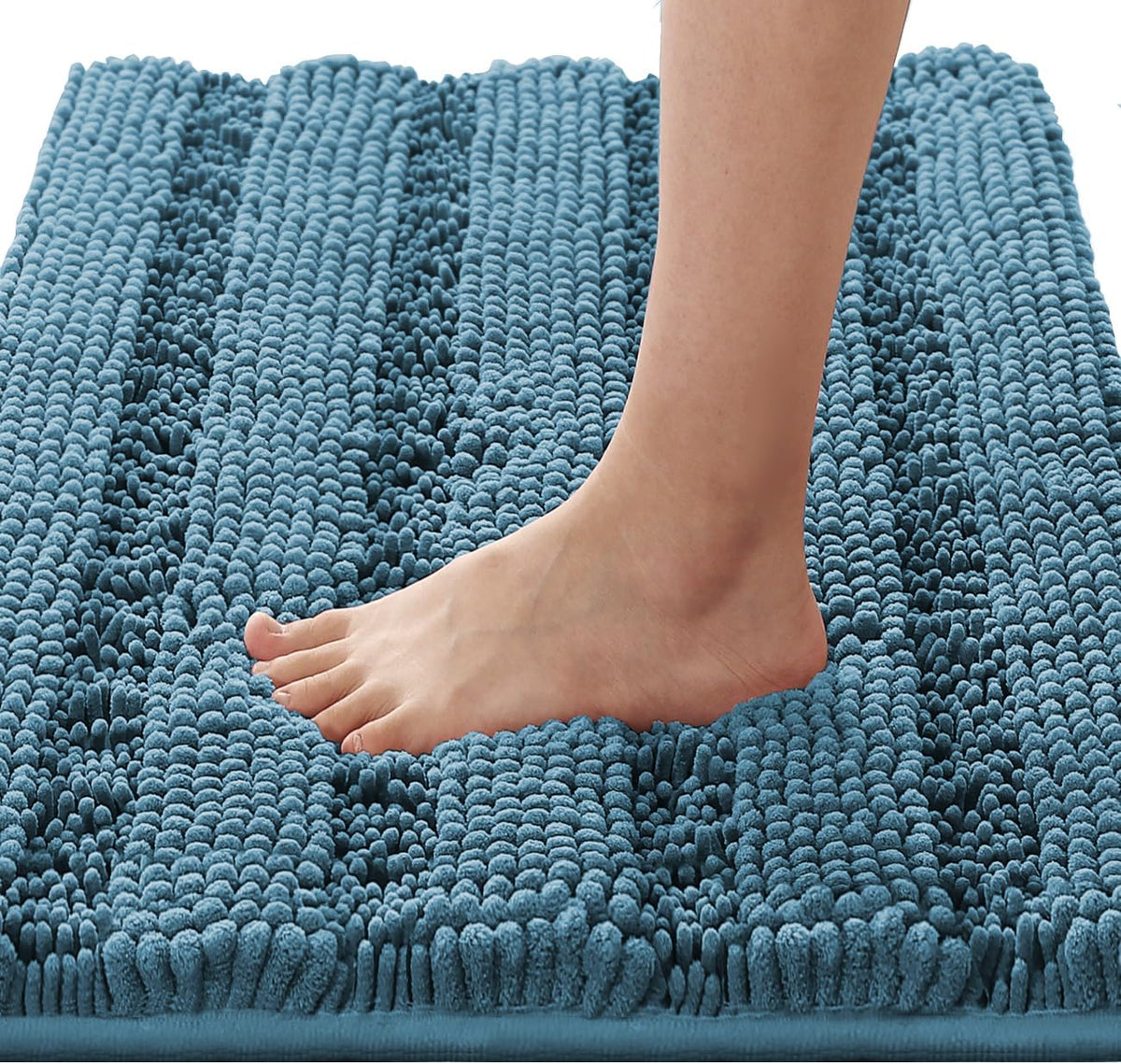 1pc Bath Rugs for Bathroom Non Slip Bath Mats Extra Thick Chenille Striped Rug