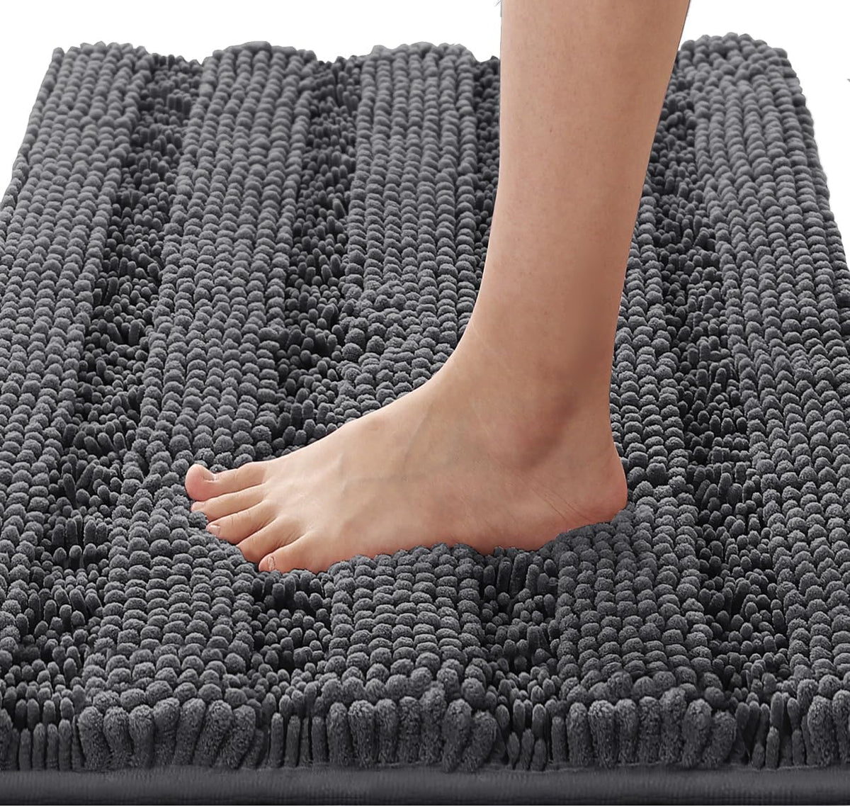 1pc Bath Rugs for Bathroom Non Slip Bath Mats Extra Thick Chenille Striped Rug
