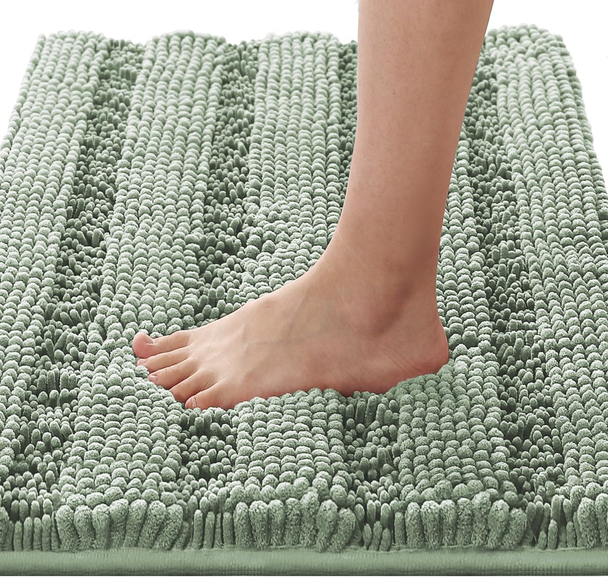 1pc Bath Rugs for Bathroom Non Slip Bath Mats Extra Thick Chenille Striped Rug
