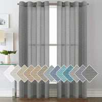 Natural Linen Semi Sheer Curtains Grommet Soft Privacy Drapes