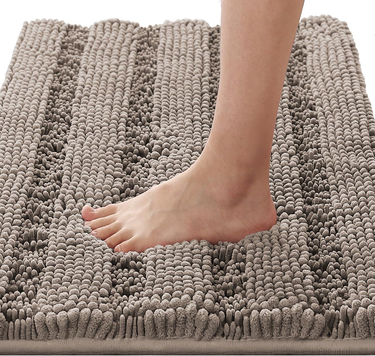 1pc Bath Rugs for Bathroom Non Slip Bath Mats Extra Thick Chenille Striped Rug