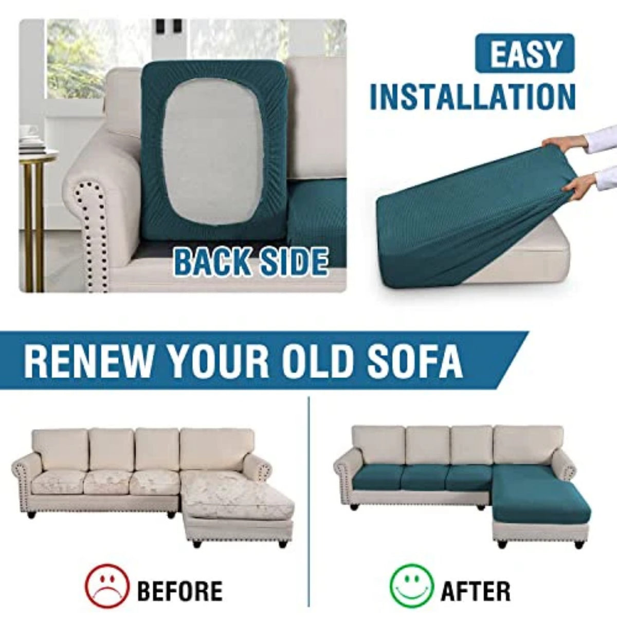 Sectional Couch Covers 3 Pieces Sofa Seat Cushion Covers L Shape Separate