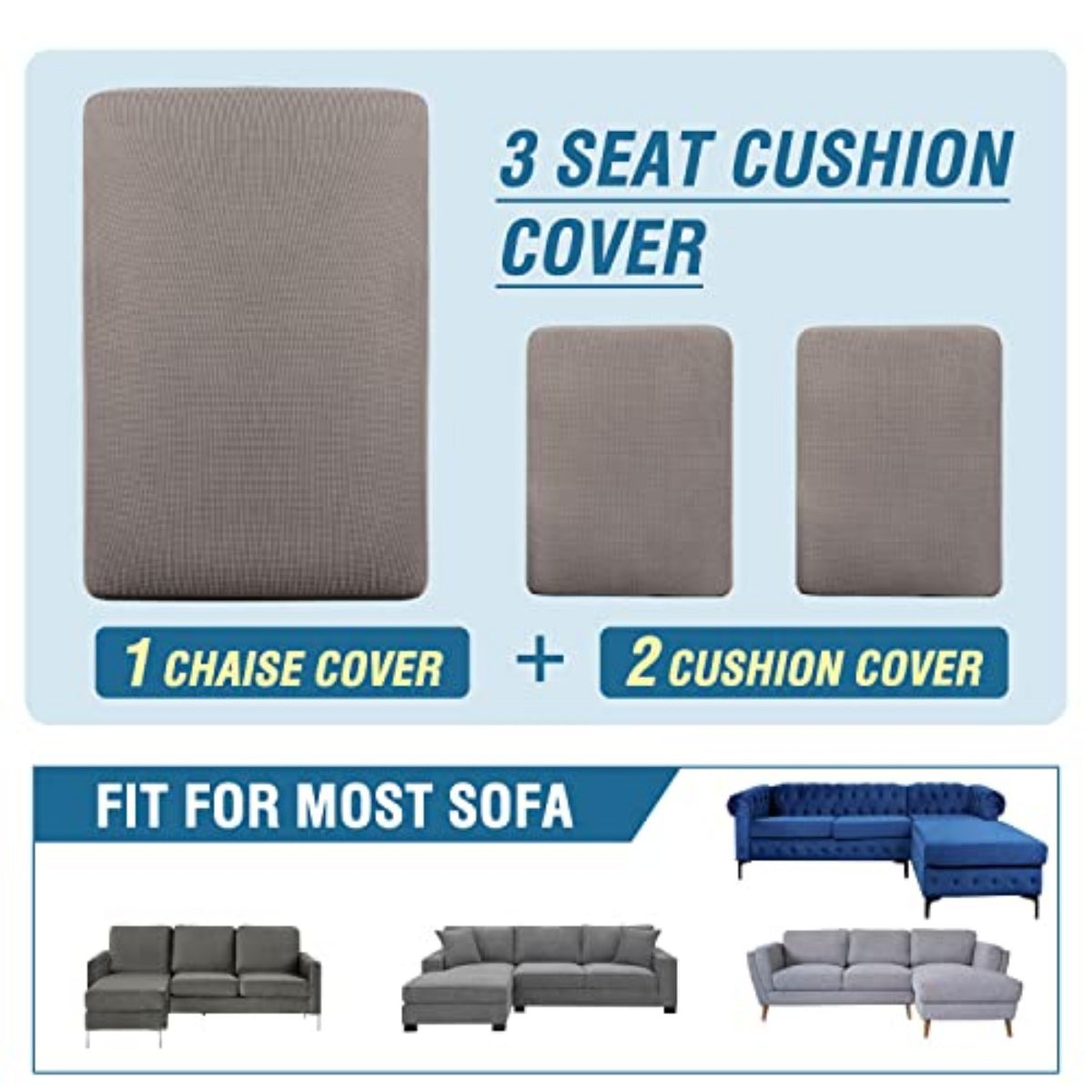 Sectional Couch Covers 3 Pieces Sofa Seat Cushion Covers L Shape Separate