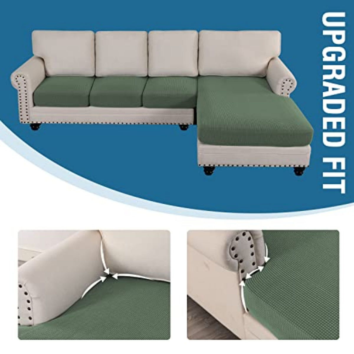 Sectional Couch Covers 3 Pieces Sofa Seat Cushion Covers L Shape Separate