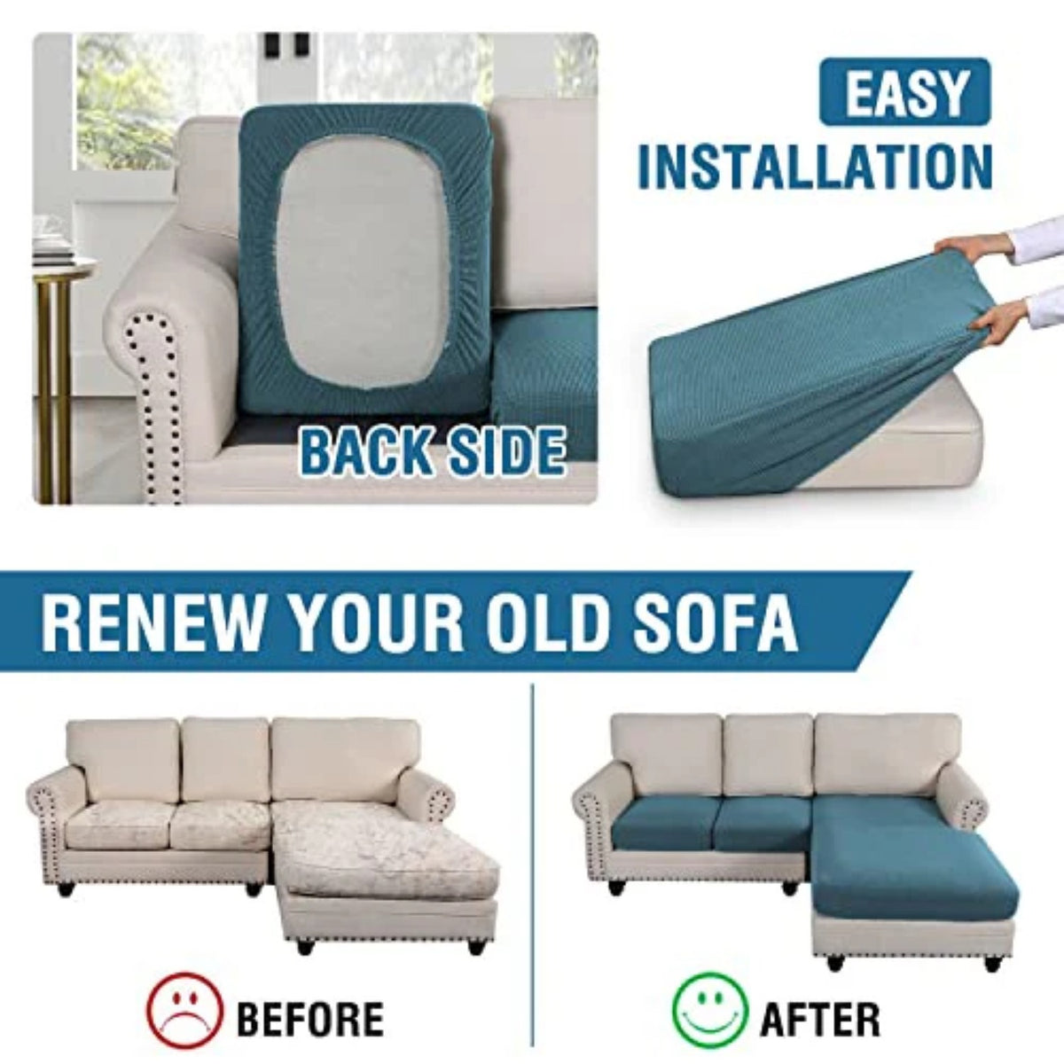 Sectional Couch Covers 3 Pieces Sofa Seat Cushion Covers L Shape Separate