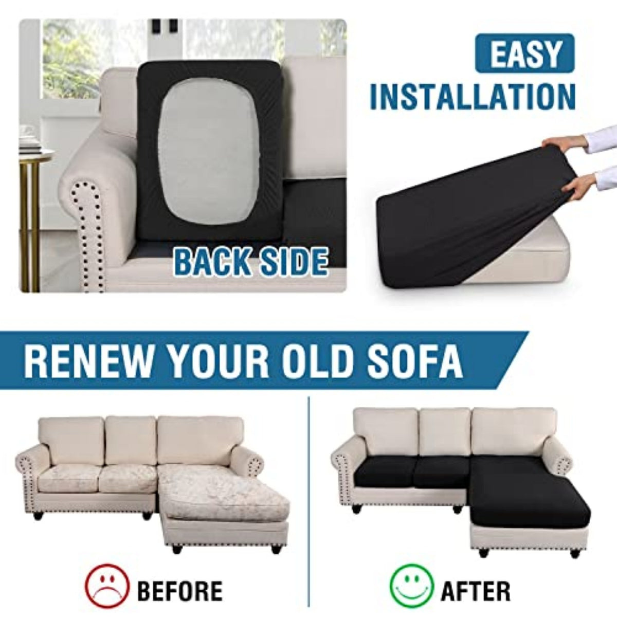 Sectional Couch Covers 3 Pieces Sofa Seat Cushion Covers L Shape Separate