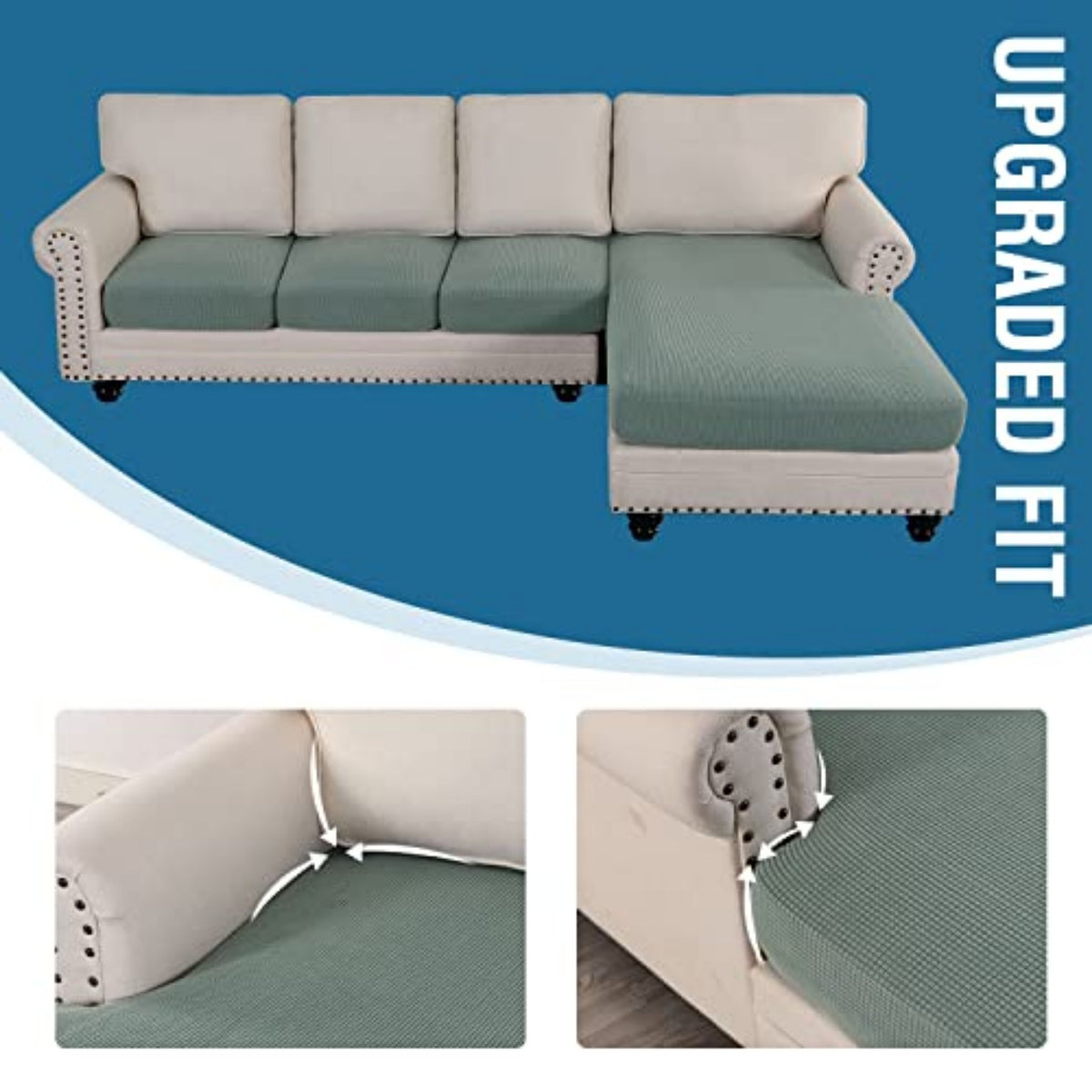 Sectional Couch Covers 3 Pieces Sofa Seat Cushion Covers L Shape Separate