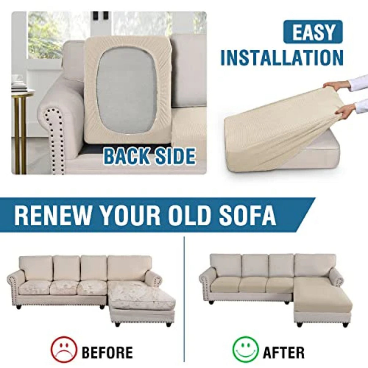 Sectional Couch Covers 3 Pieces Sofa Seat Cushion Covers L Shape Separate