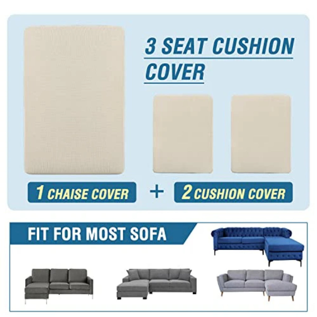 Sectional Couch Covers 3 Pieces Sofa Seat Cushion Covers L Shape Separate