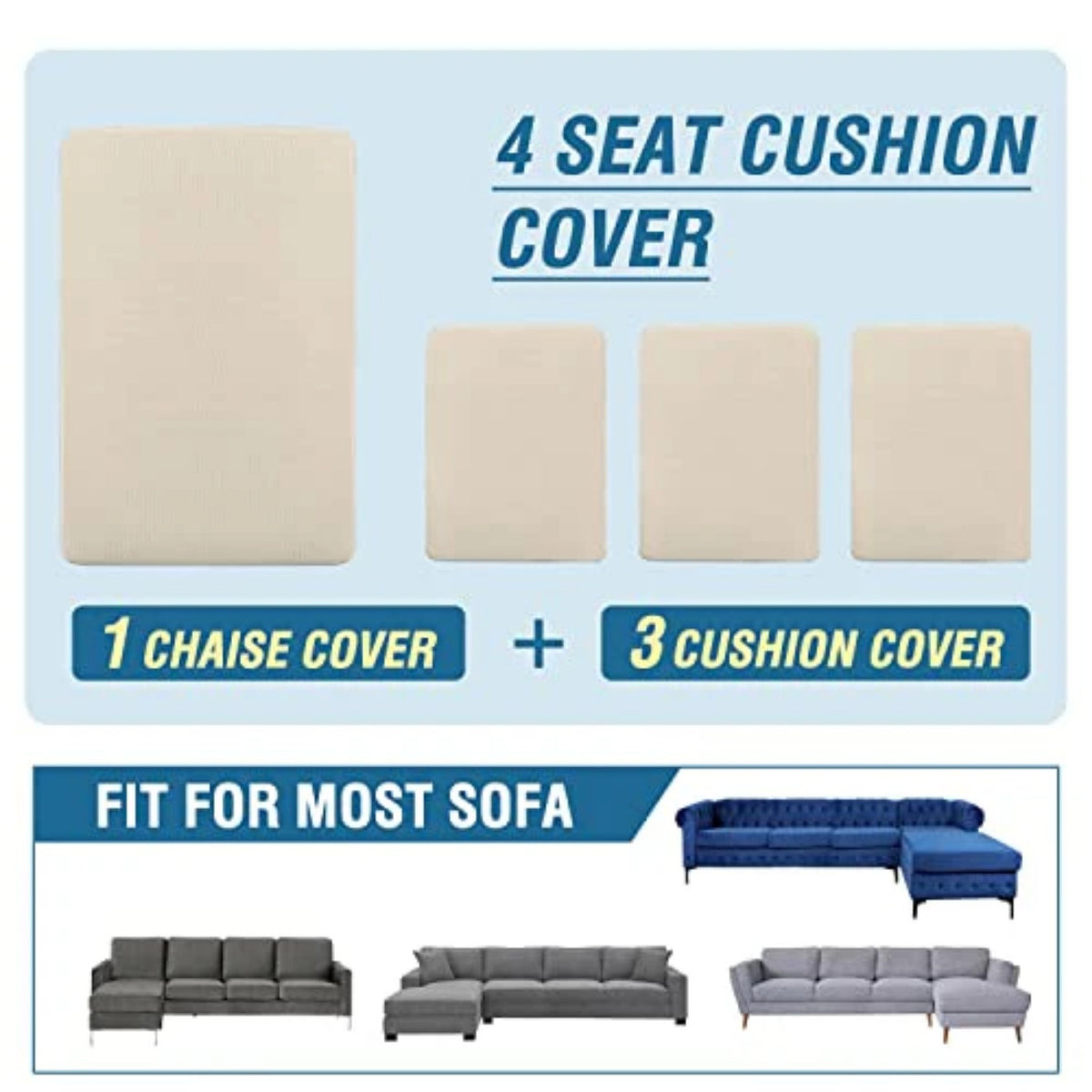 Sectional Couch Covers 3 Pieces Sofa Seat Cushion Covers L Shape Separate