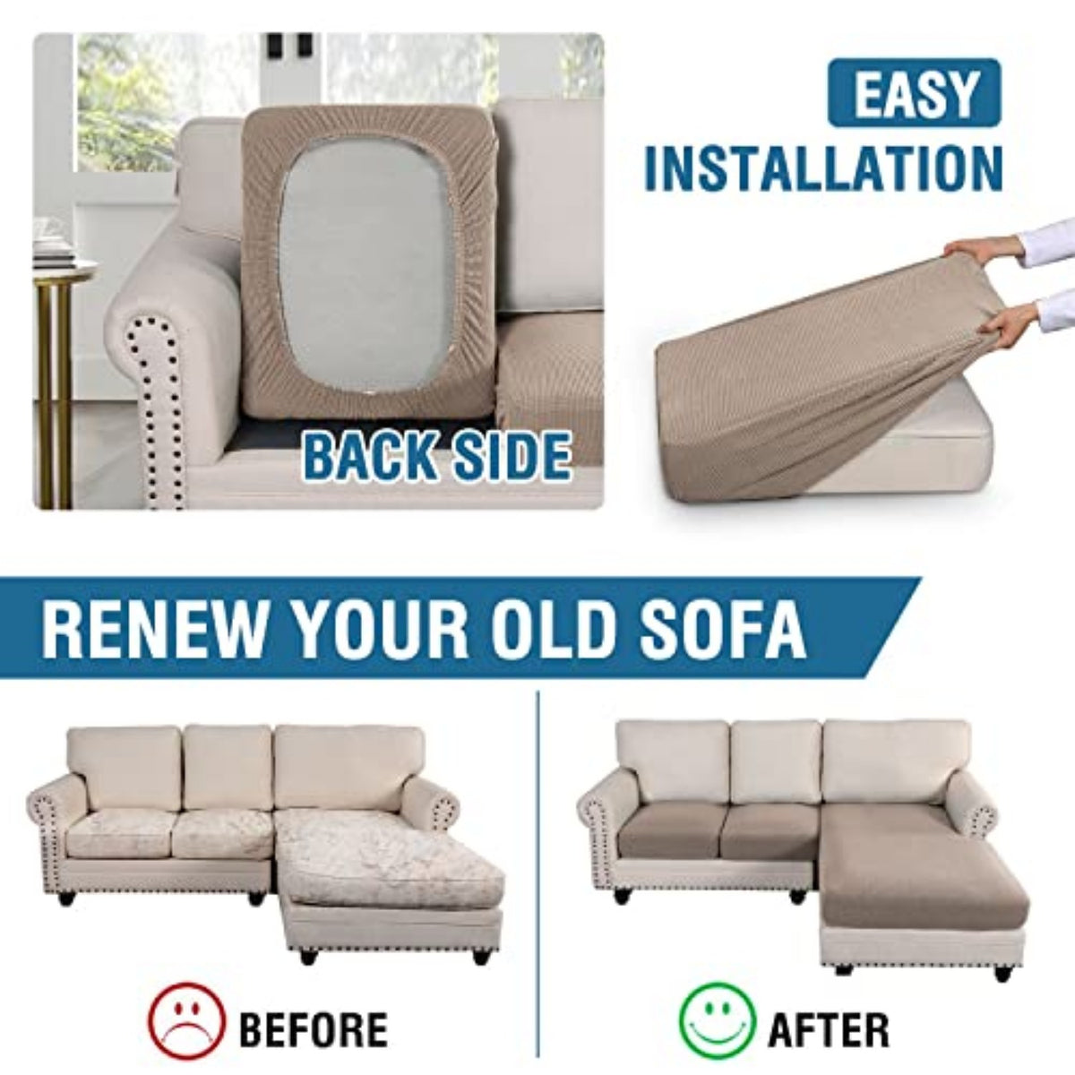 Sectional Couch Covers 3 Pieces Sofa Seat Cushion Covers L Shape Separate