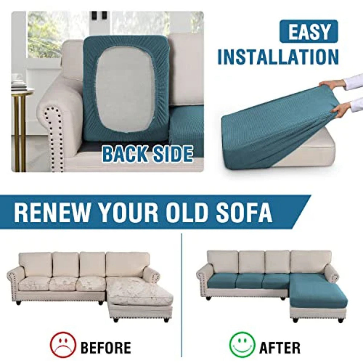 Sectional Couch Covers 3 Pieces Sofa Seat Cushion Covers L Shape Separate