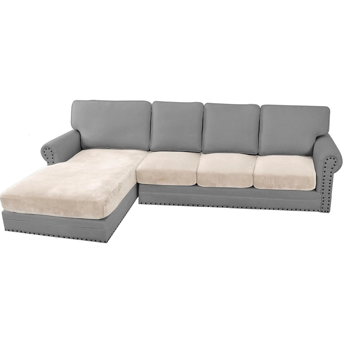 Velvet Stretch Couch Cushion Cover Plush Cushion Slipcover