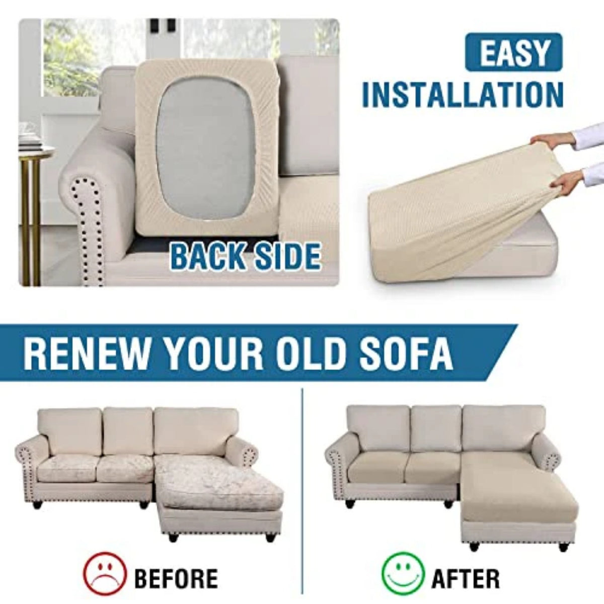 Sectional Couch Covers 3 Pieces Sofa Seat Cushion Covers L Shape Separate