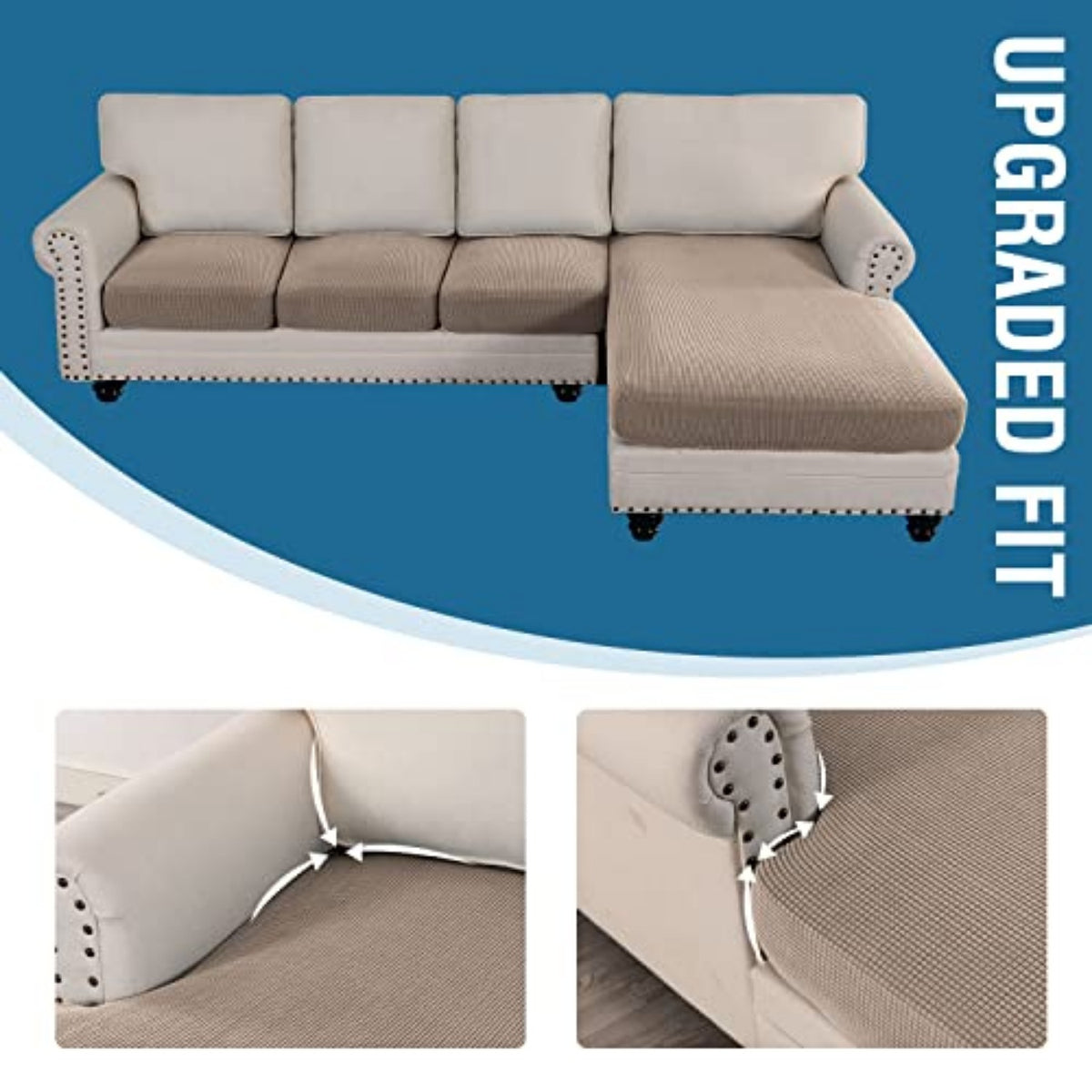 Sectional Couch Covers 3 Pieces Sofa Seat Cushion Covers L Shape Separate