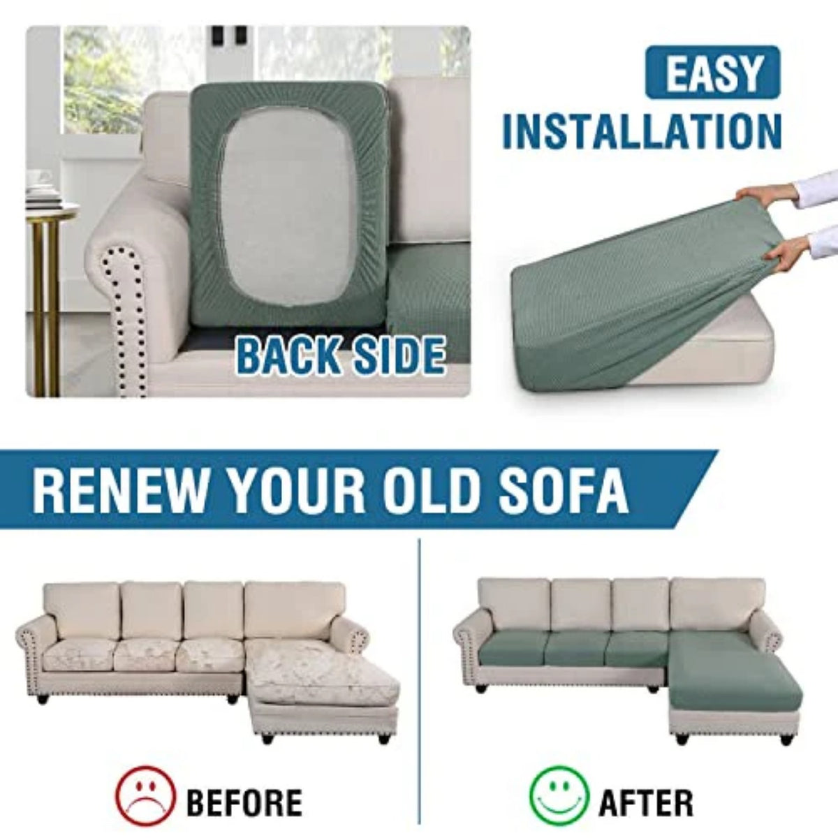 Sectional Couch Covers 3 Pieces Sofa Seat Cushion Covers L Shape Separate