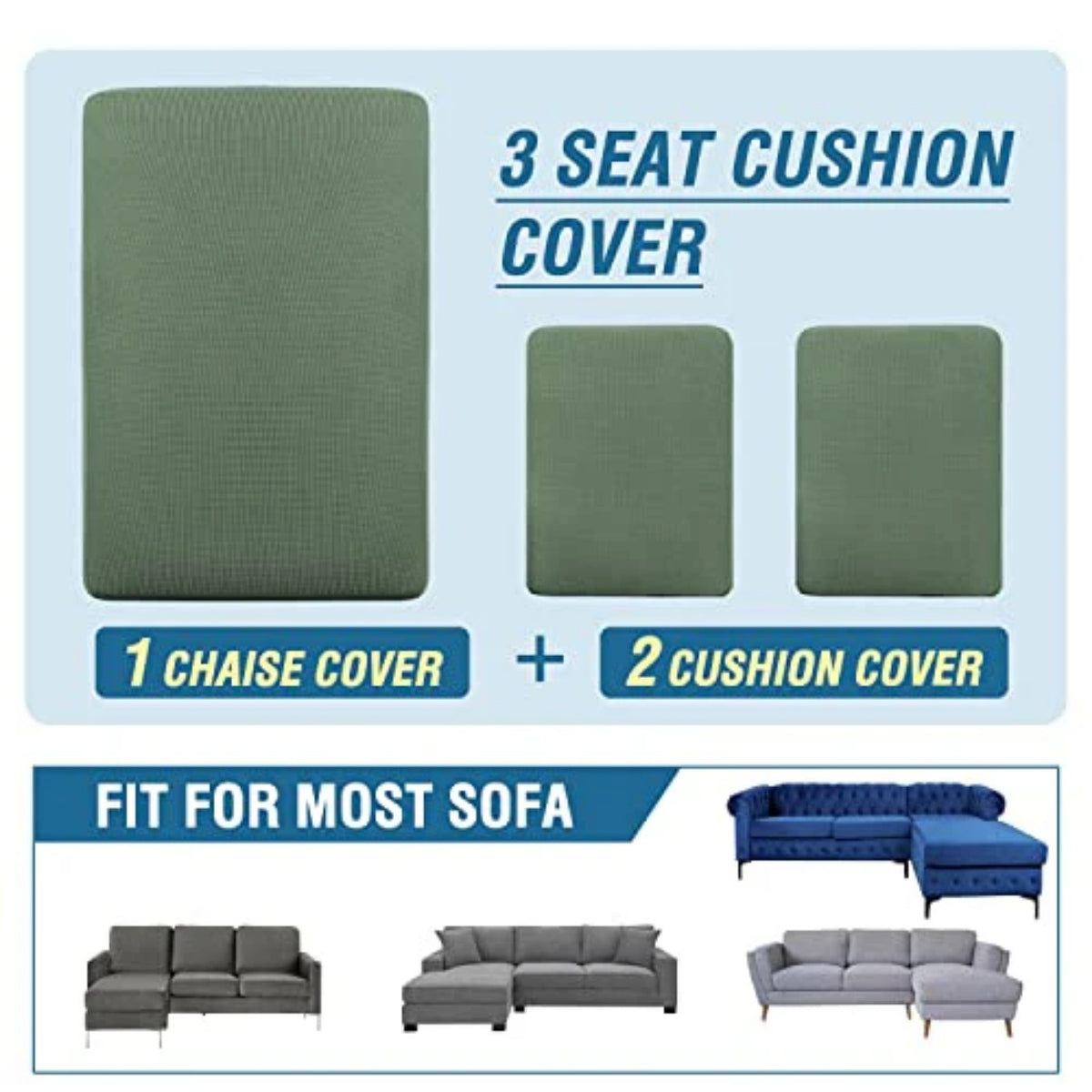 Sectional Couch Covers 3 Pieces Sofa Seat Cushion Covers L Shape Separate