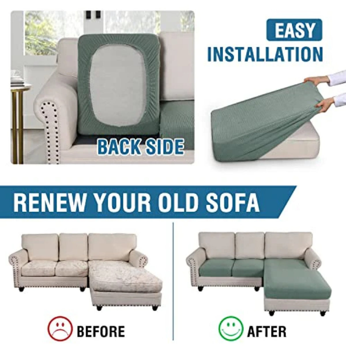 Sectional Couch Covers 3 Pieces Sofa Seat Cushion Covers L Shape Separate