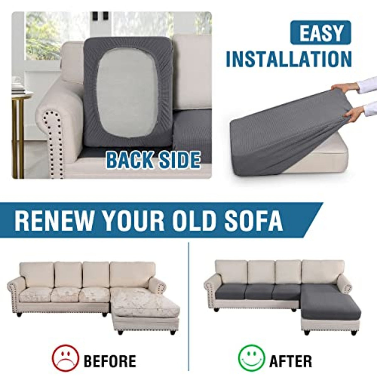 Sectional Couch Covers 3 Pieces Sofa Seat Cushion Covers L Shape Separate