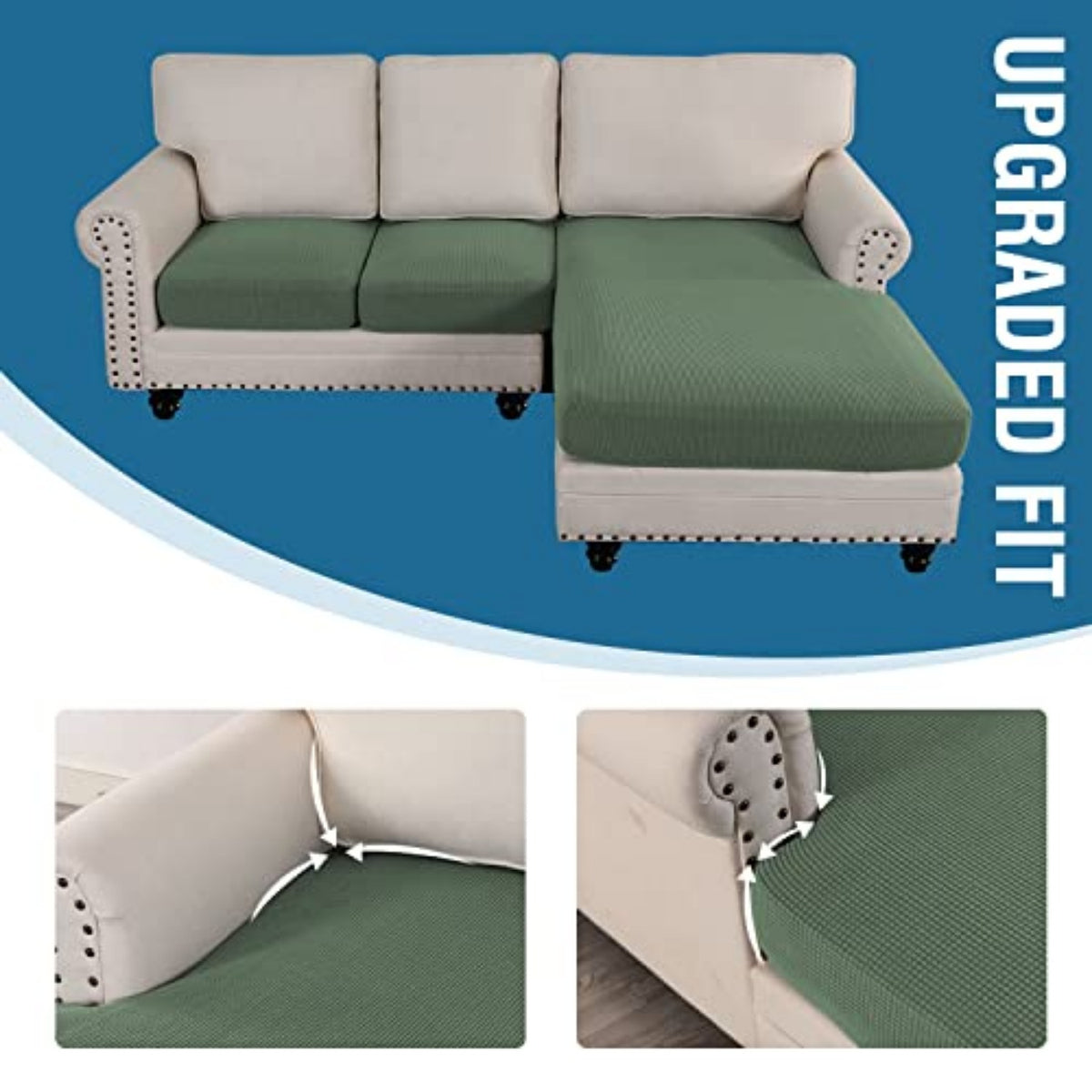 Sectional Couch Covers 3 Pieces Sofa Seat Cushion Covers L Shape Separate