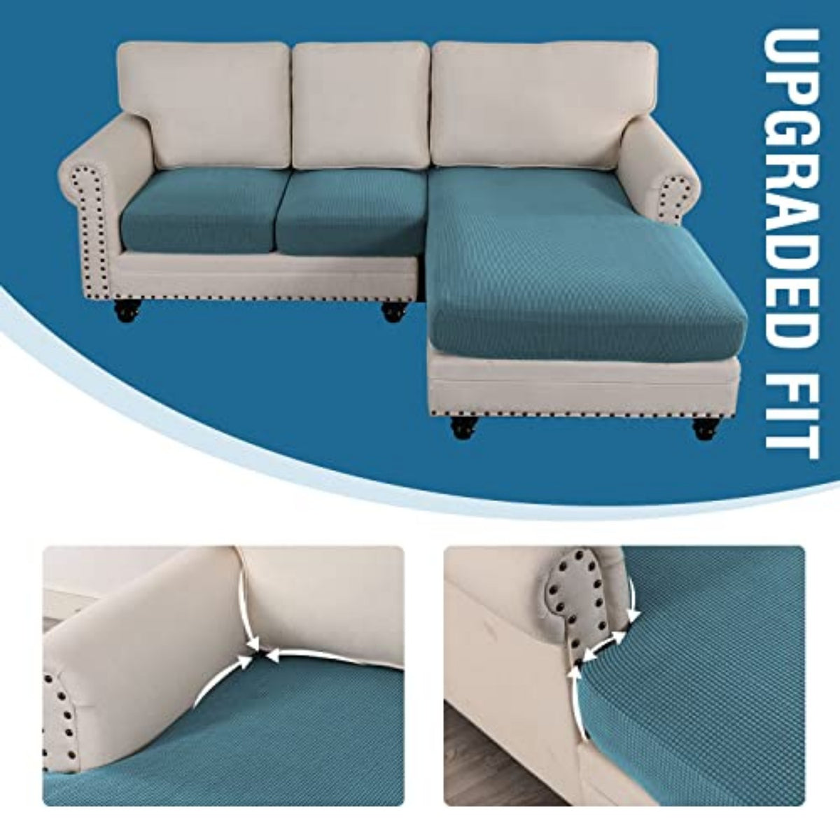 Sectional Couch Covers 3 Pieces Sofa Seat Cushion Covers L Shape Separate