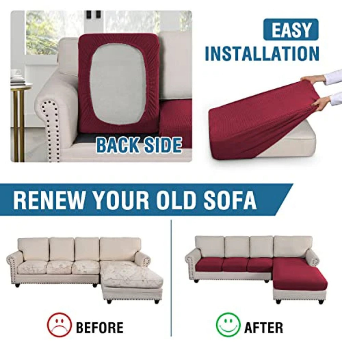 Sectional Couch Covers 3 Pieces Sofa Seat Cushion Covers L Shape Separate