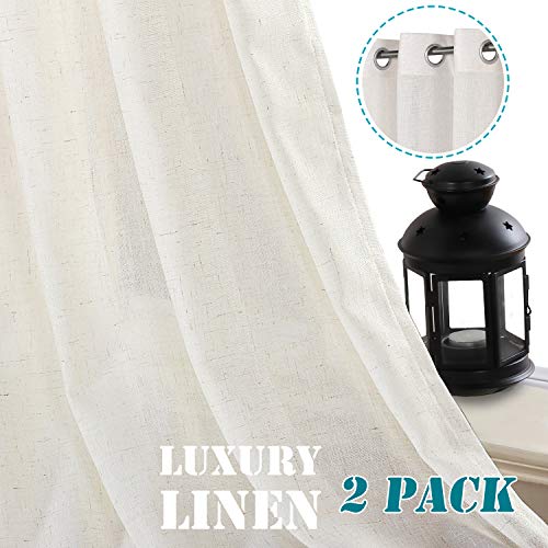 Linen Privacy Light Filtering Grommet Sheer Curtains
