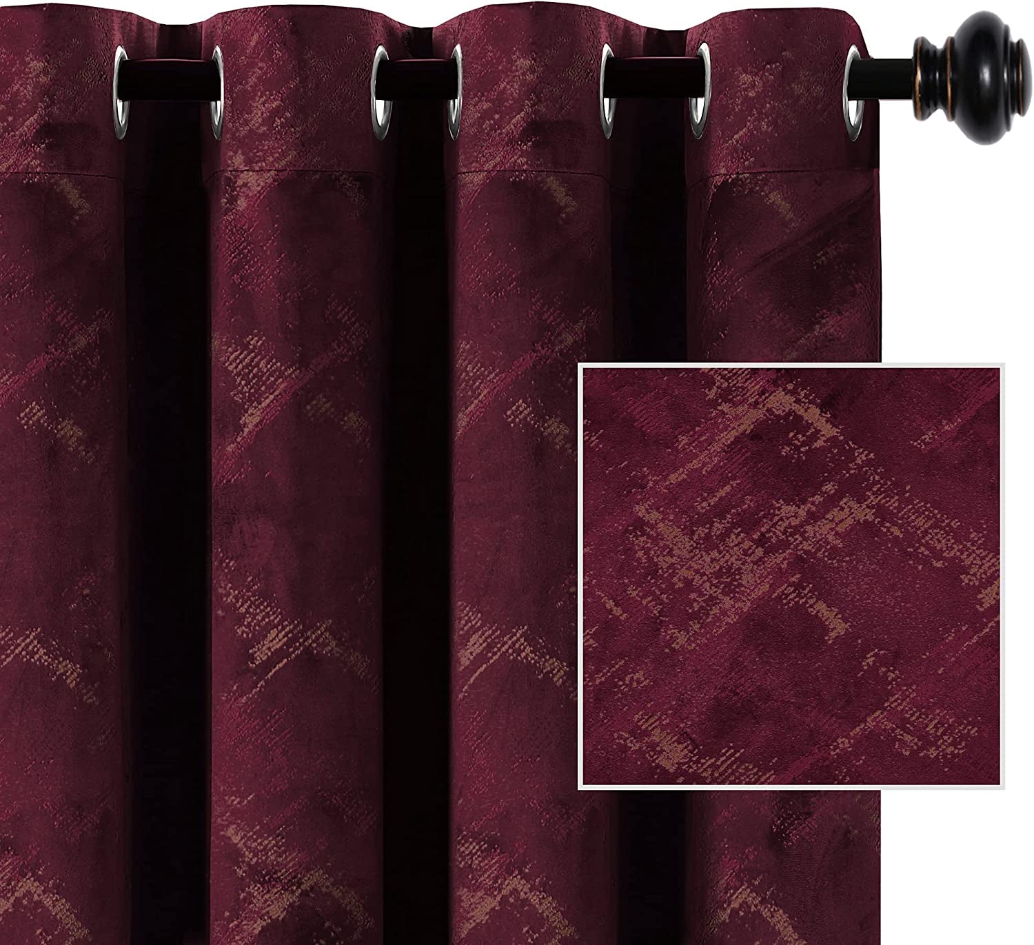 52 x 108 inch Velvet Curtains with Grommets Beige - 2 Panels