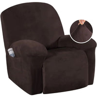 Velvet Plush Slip Covers for Recliners with Arms 1-Piece Stretch Recliner