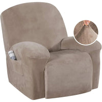 Velvet Plush Slip Covers for Recliners with Arms 1-Piece Stretch Recliner